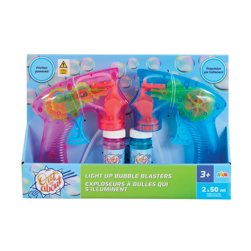 Addo Out and About Light Up Bubble Blaster - Motorized LED Bubble Blower with Solution