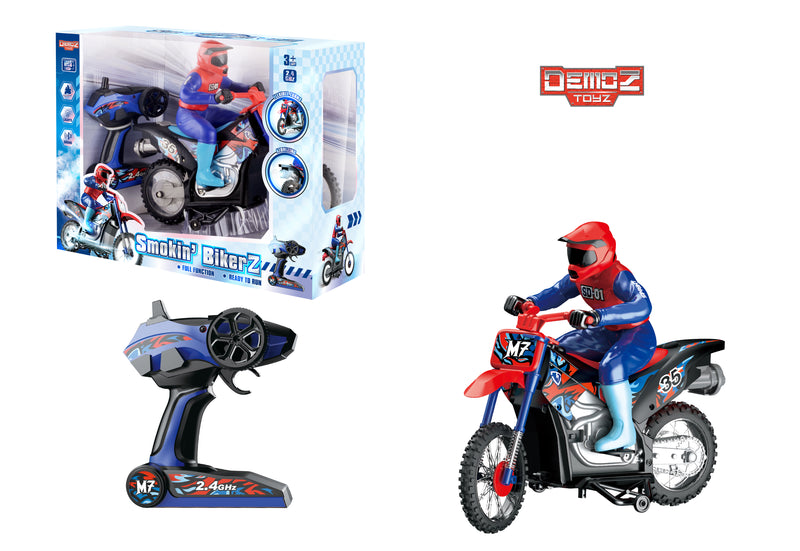 Demoz 2.4GHz RC Stunt Bike with Smoke Effects, Lights & Sound