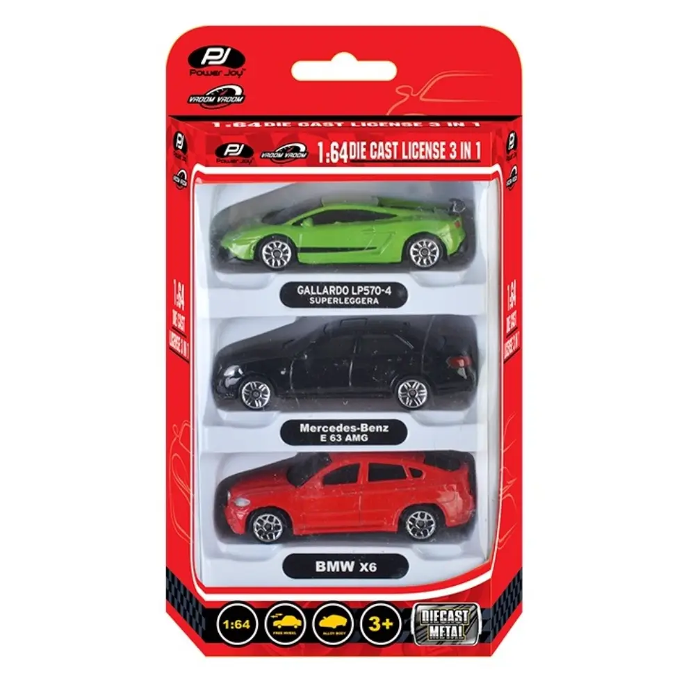 Power Joy Vroom Vroom Diecast Unif. Licensed 1/64 3-pieces