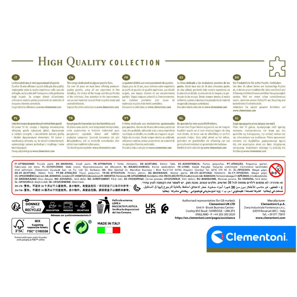 Clementoni Puzzle High Quality Collection Close Together with Poster 500-pieces