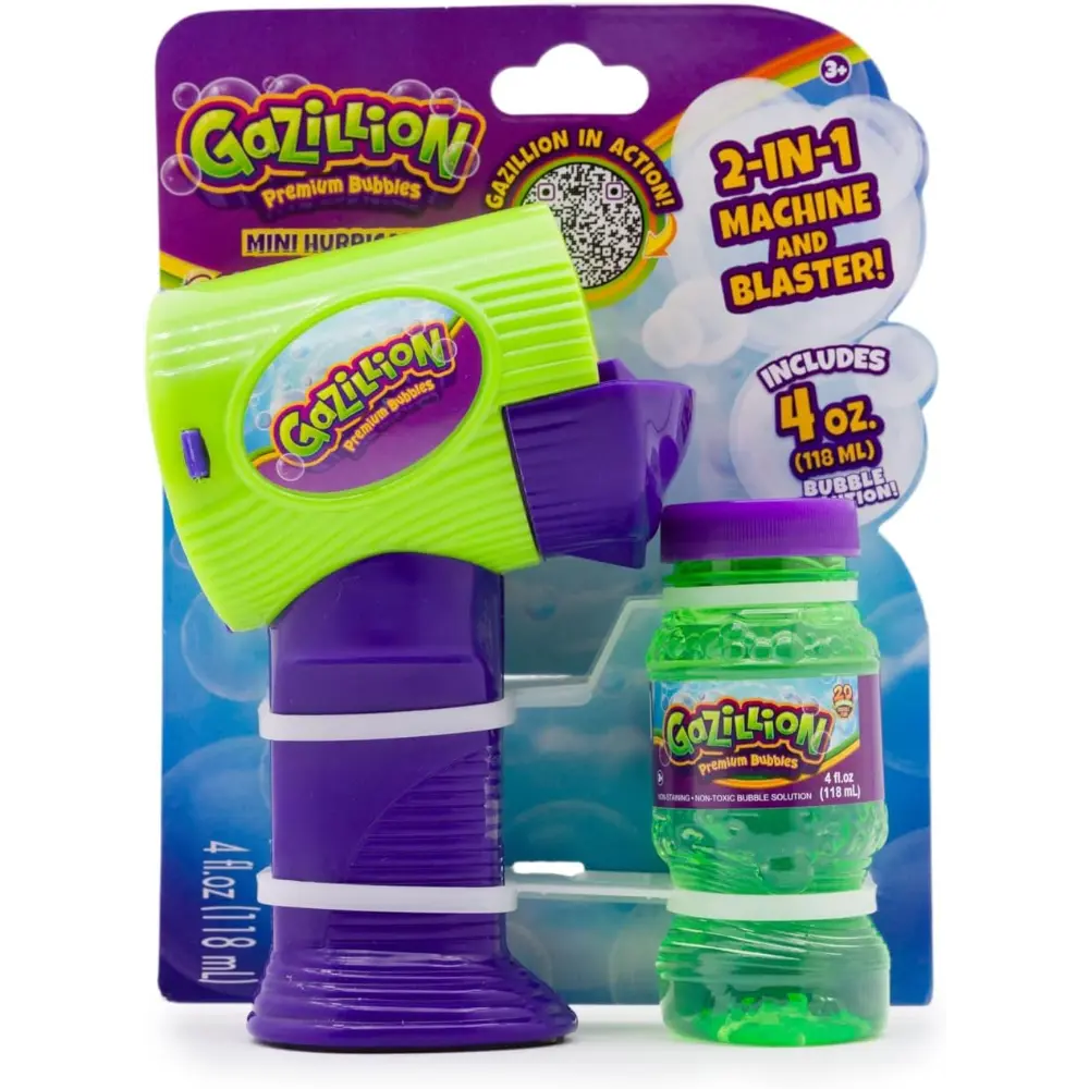 Gazillion Bubbles Mini Hurricane Bubble Toy for Kids with 4oz Solution, Battery Operated