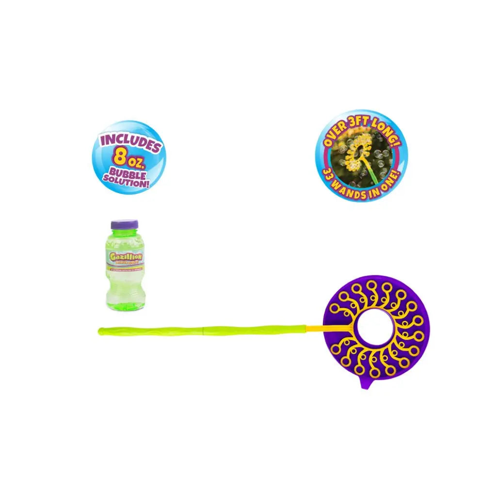 Gazillion Mega-Zillion Bubble Wand Toy for Kids with 2 Bottles 8oz Solution