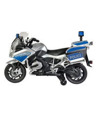 Factual BMW Kids Police Motorcycle - Silver 12v Battery Operated