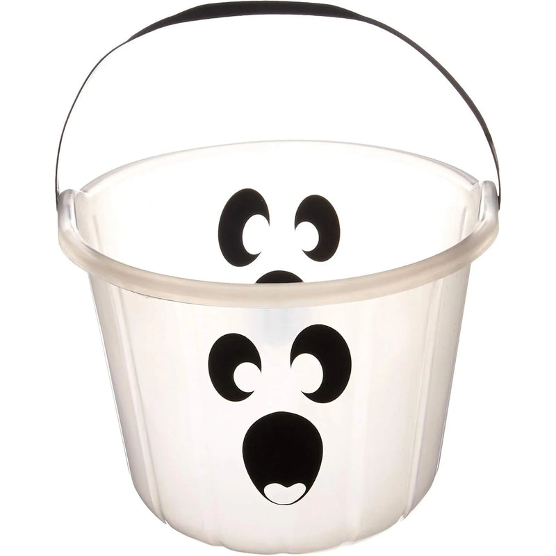 Amscan Glow-in-the-Dark Ghost Plastic Halloween Pail Trick-or-Treat Candy Bucket for Kids