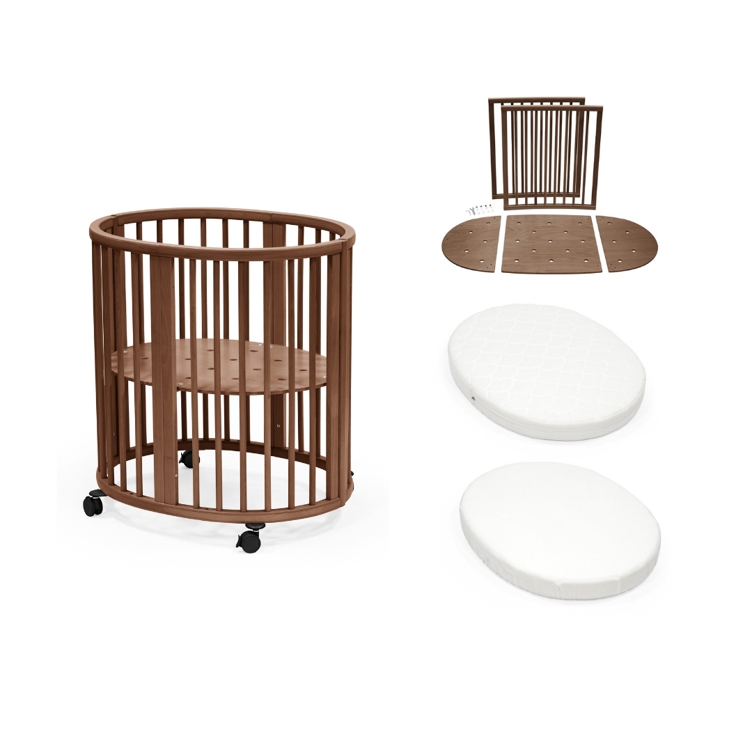 Stokke Sleepi Mini Warm Brown with Extension Mattress and Fitted Sheet Bundle