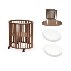 Stokke Sleepi Mini Warm Brown with Extension Mattress and Fitted Sheet Bundle