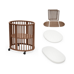 Stokke Sleepi Mini Warm Brown with Extension and Mini Bed Mattress Bundle
