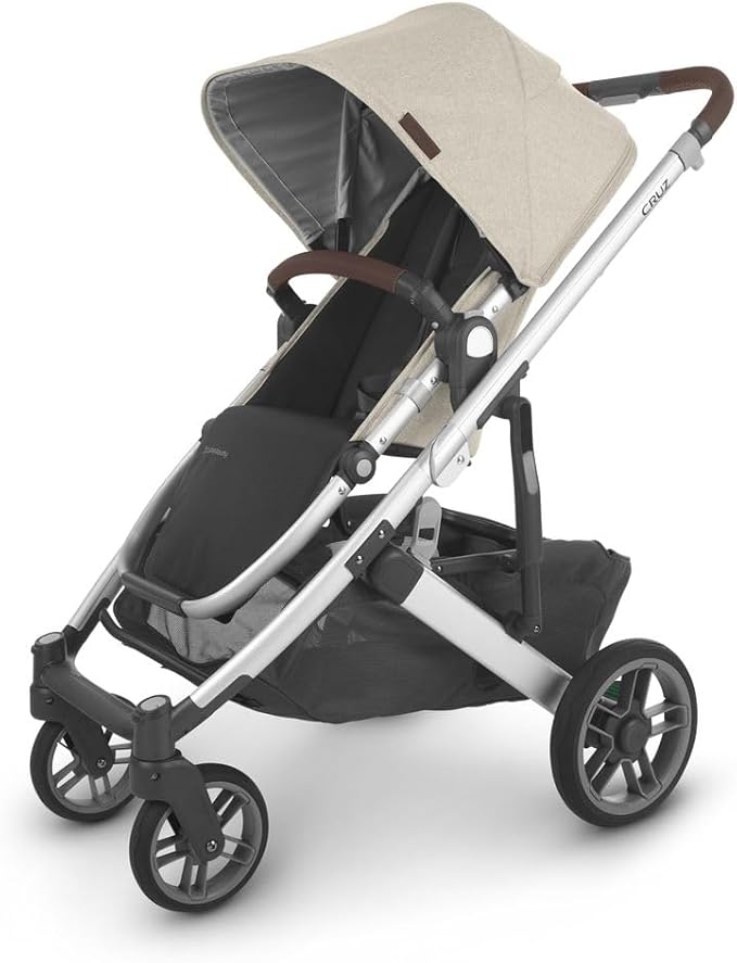 UPPAbaby Cruz V2 Stroller Declan Oat Mélange Silver Frame Chestnut Leather