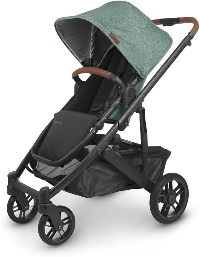 UPPAbaby Cruz V2 Stroller Gwen Green Mélange Carbon Frame Saddle Leather