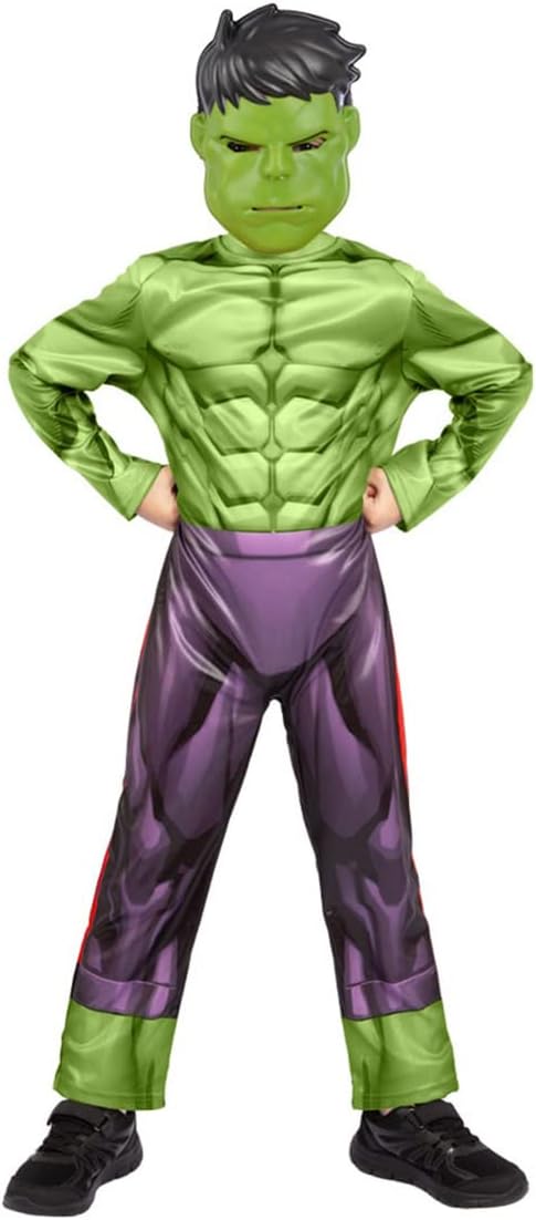 Marvel Avengers Hulk Classic Costume for Kids Superhero Fancy Dress Outfit, 7-8 Years
