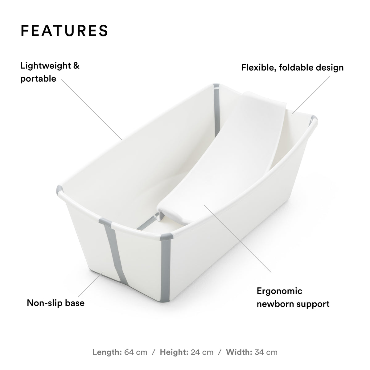 Stokke Flexi Bath White + Newborn Support & Flexi Bath Bundle
