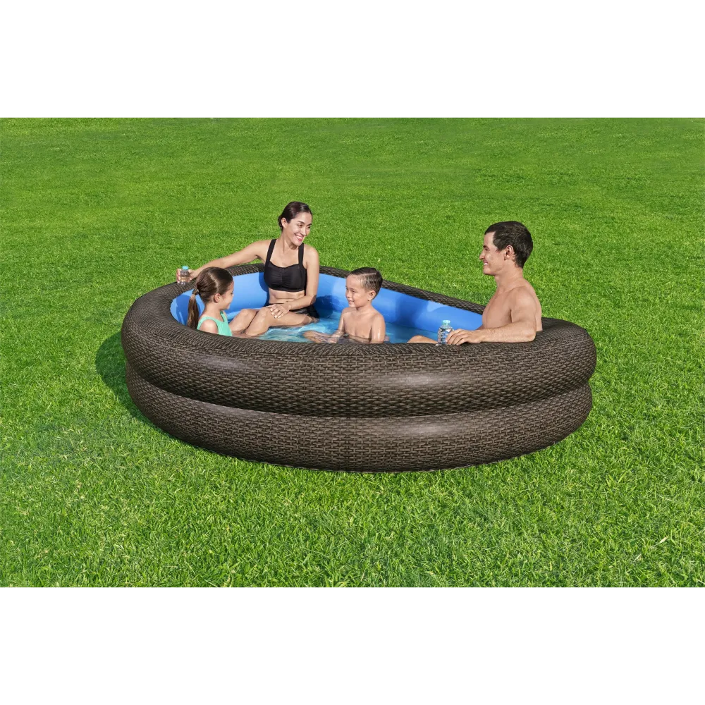 Bestway TruPrint Wicker 2.31 Inflatable Family Pool