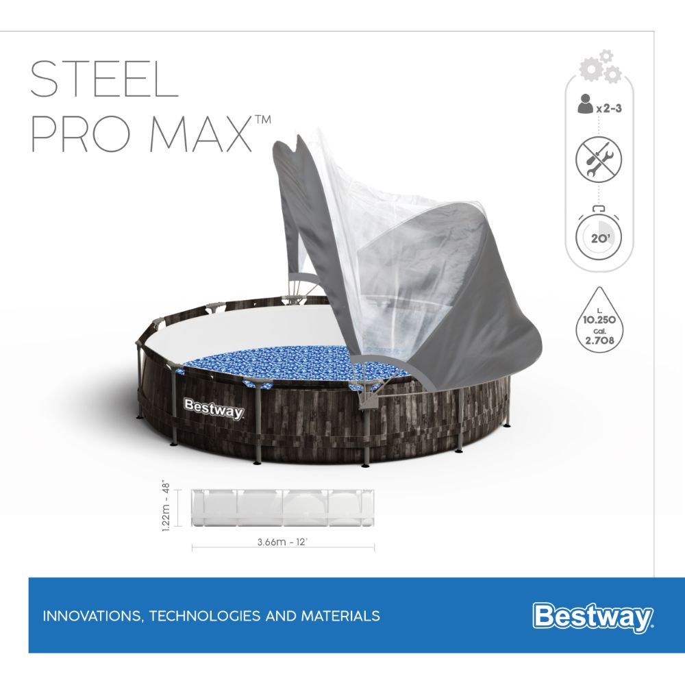 Bestway Steel Pro MAX 3.66 m x 1.22 m Pool Set with Enclosure