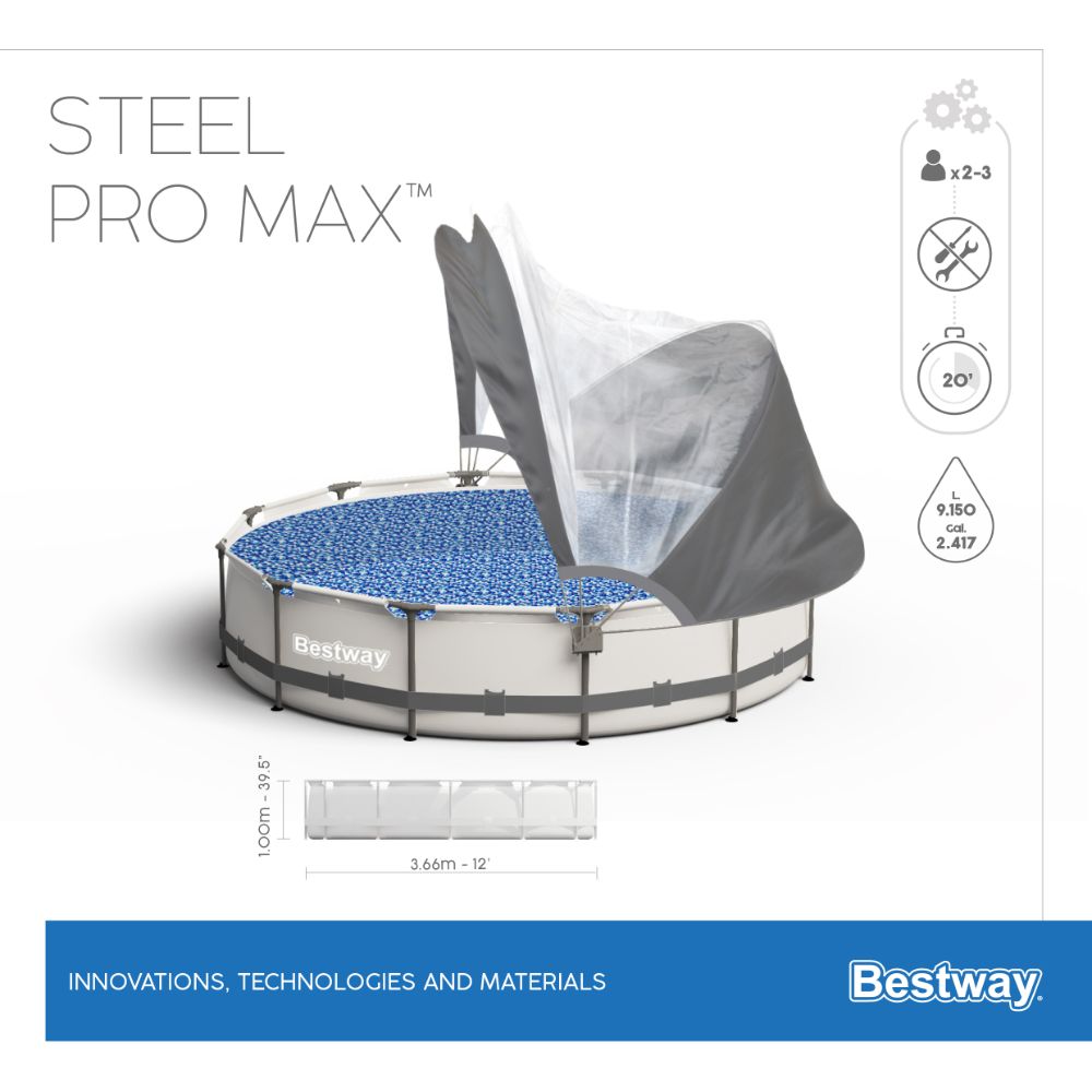 Bestway Steel Pro MAX 3.66 m x 1.00 m Pool Set with Enclosure