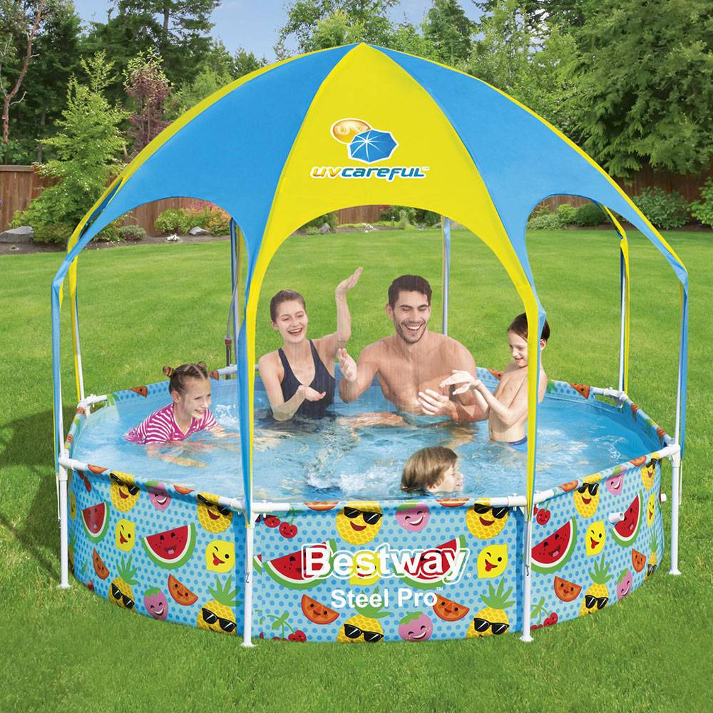 Bestway Steel Pro UV Careful Splash-in-Shade Round Above Ground Play Pool Assorted Design - 244x51cm