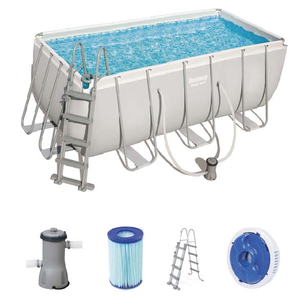 Bestway Power Steel Rectangular Above Ground Pool Set - 412x201x122cm
