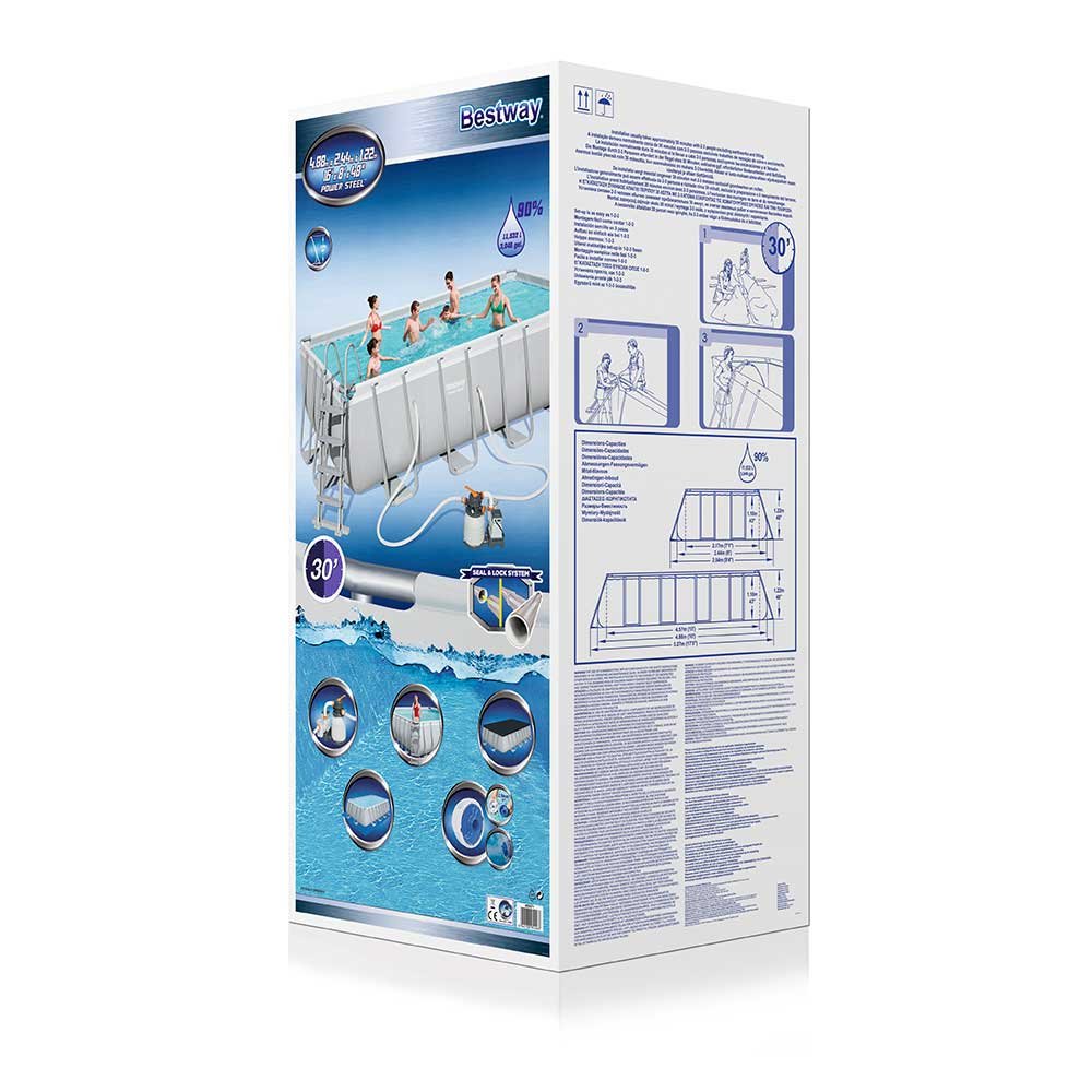 Bestway Power Steel Rectangular Above Ground Pool Set 488 x 244 x 122cm