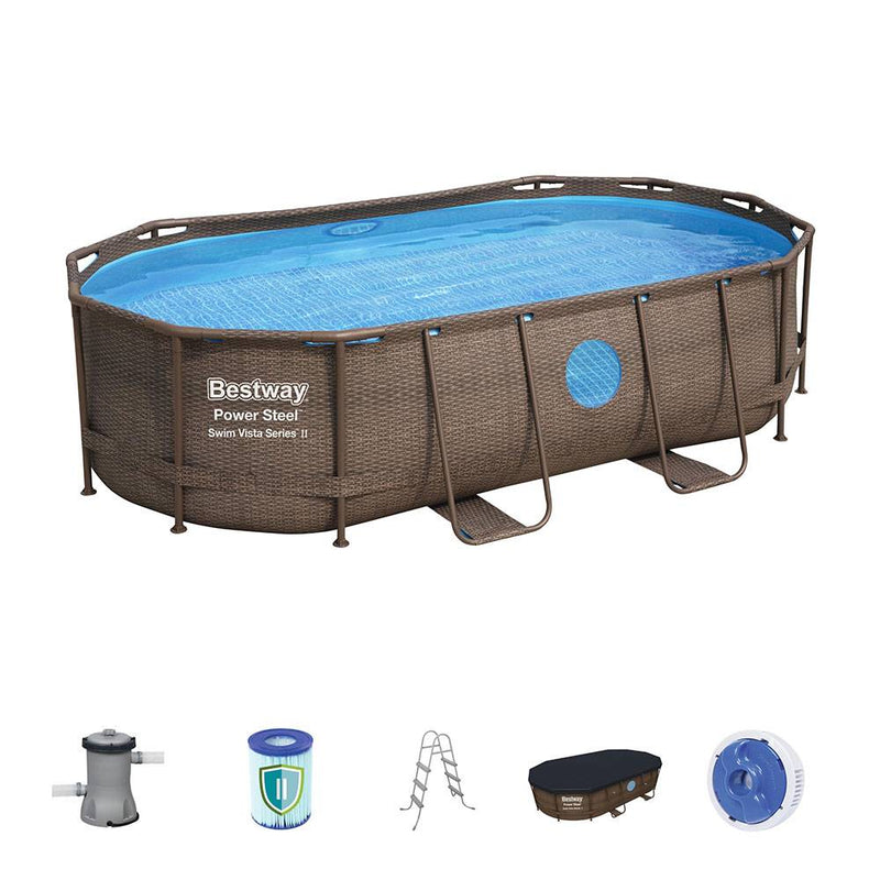Bestway Power Steel Swim Vista Rectangular Above Ground Pool Set - 427x250x100cm