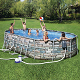 Bestway Power Steel Graphite Gray Rectangular Above Ground Pool Set - 610x366x122cm