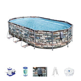 Bestway Power Steel Graphite Gray Rectangular Above Ground Pool Set - 610x366x122cm