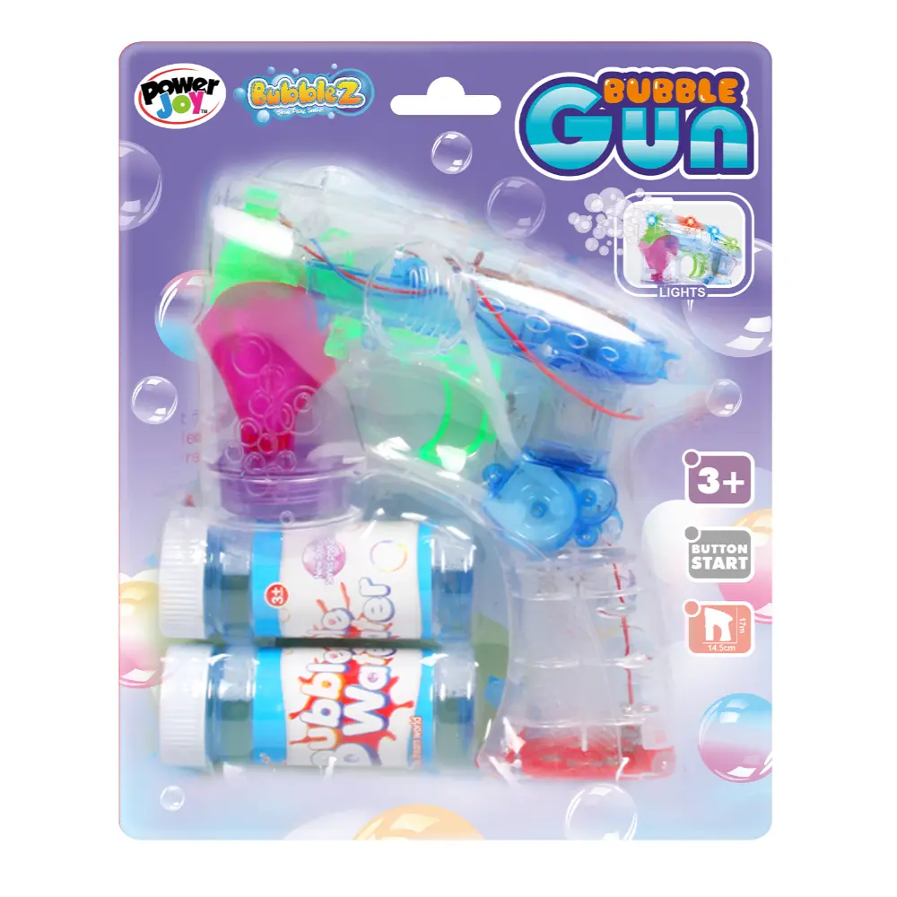 Power Joy Bubble Gun with Lights Battery Operated Bubble Toy for Kids