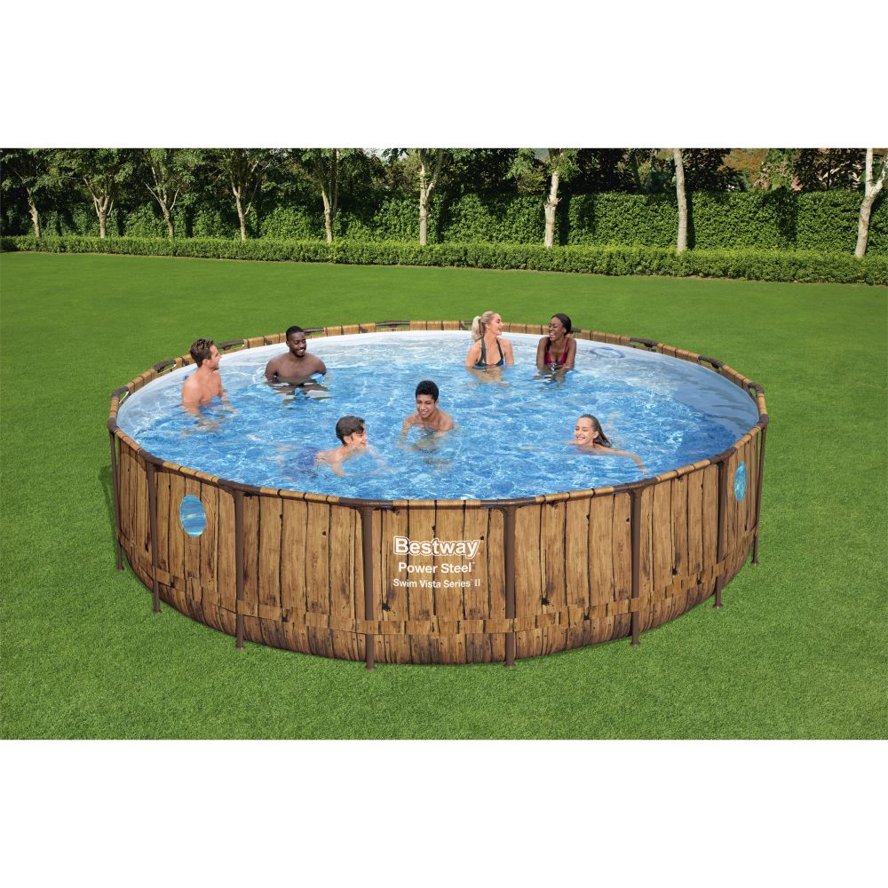 Bestway Power Steel Swim Vista Series Round Above Ground Pool Set - 549x122cm