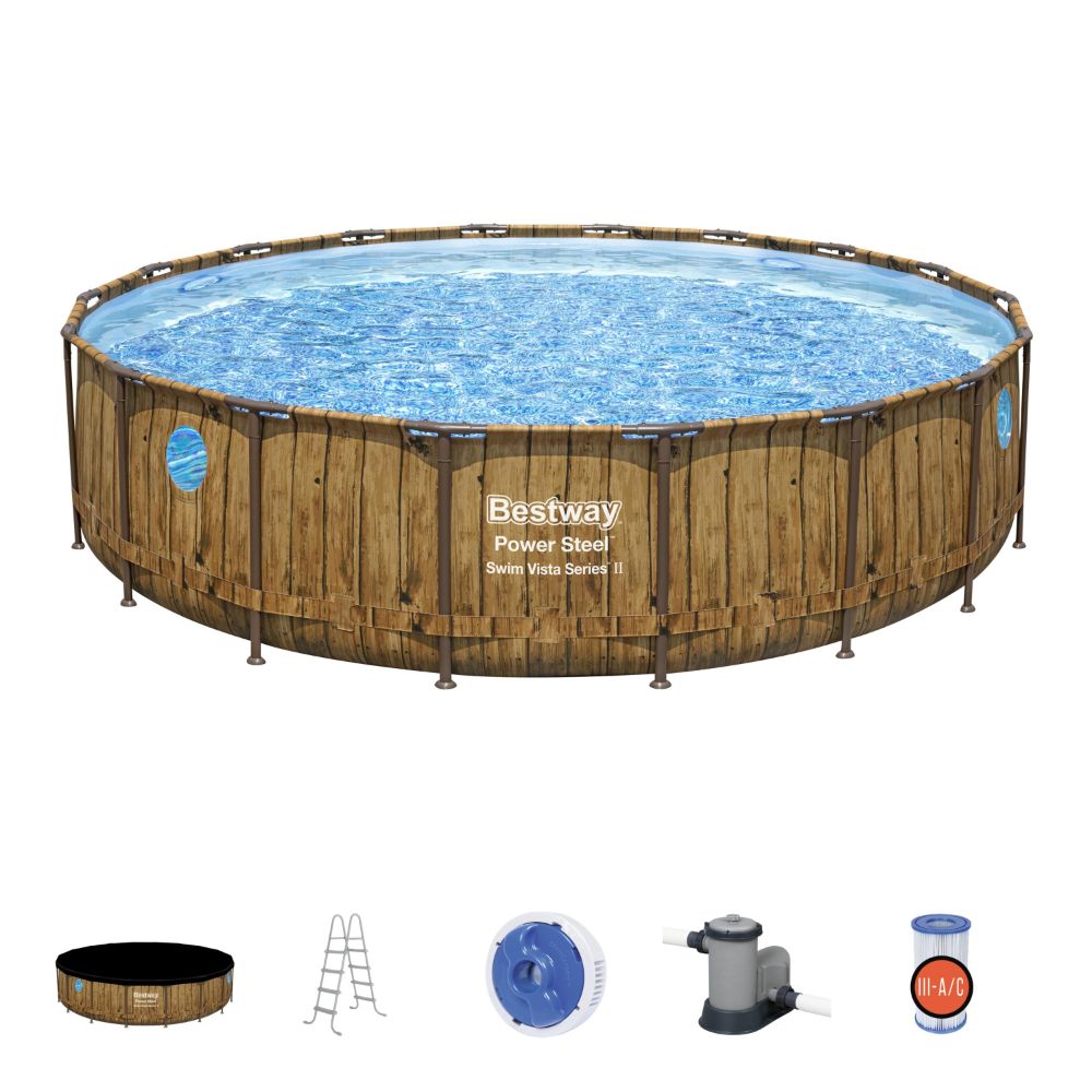 Bestway Power Steel Swim Vista Series Round Above Ground Pool Set - 549x122cm