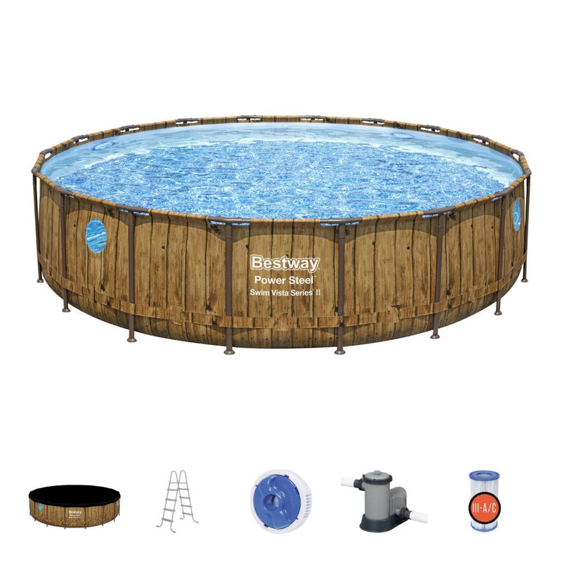 Bestway Power Steel Swim Vista Series Round Above Ground Pool Set - 549x122cm