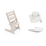 Stokke Tripp Trapp High Chair Whitewash with Baby Set and Tray Bundle