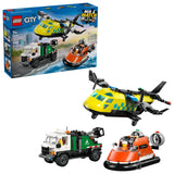 Lego City Airplane, Service Truck & Hovercraft Remix Building Set 3-in-1 Emergency Vehicle Toy for Kids