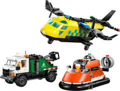 LEGO City Airplane, Service Truck & Hovercraft Remix Building Set  3-in-1 Emergency Vehicle Toy for Kids