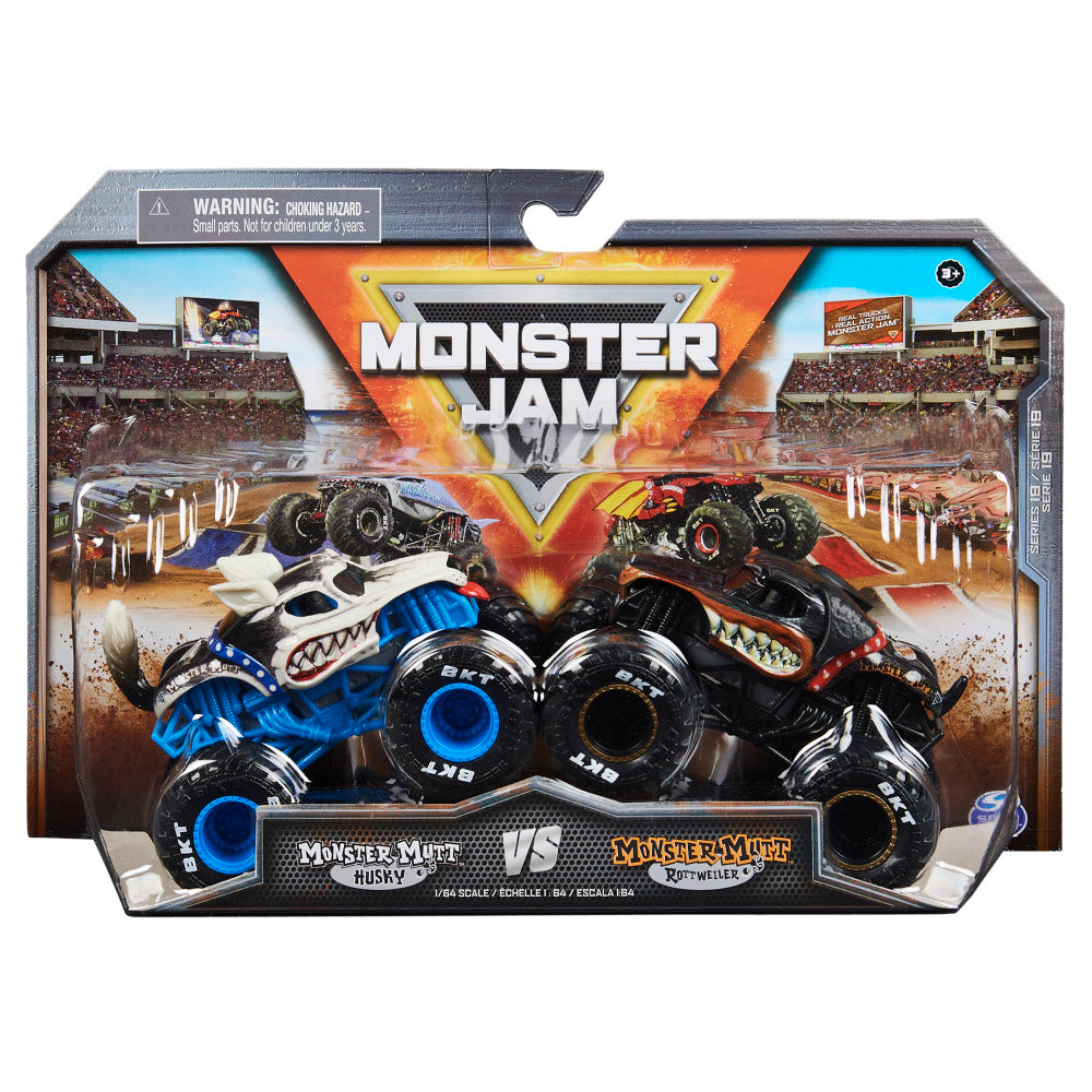 Monster Jam 1:64 Scale Die-Cast Monster Truck 2-Pack Assorted Designs, Collectible Toy Trucks for Kids