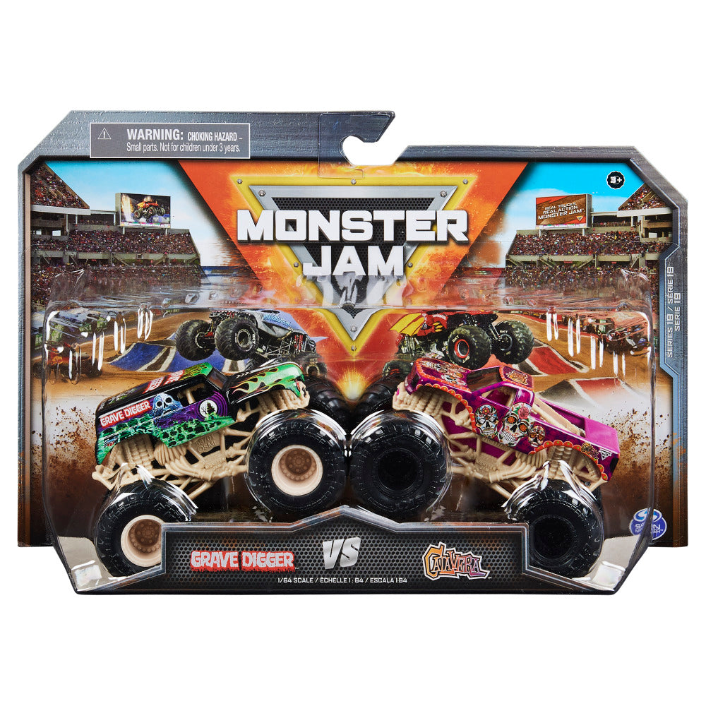 Monster Jam 1:64 Scale Die-Cast Monster Truck 2-Pack Assorted Designs, Collectible Toy Trucks for Kids