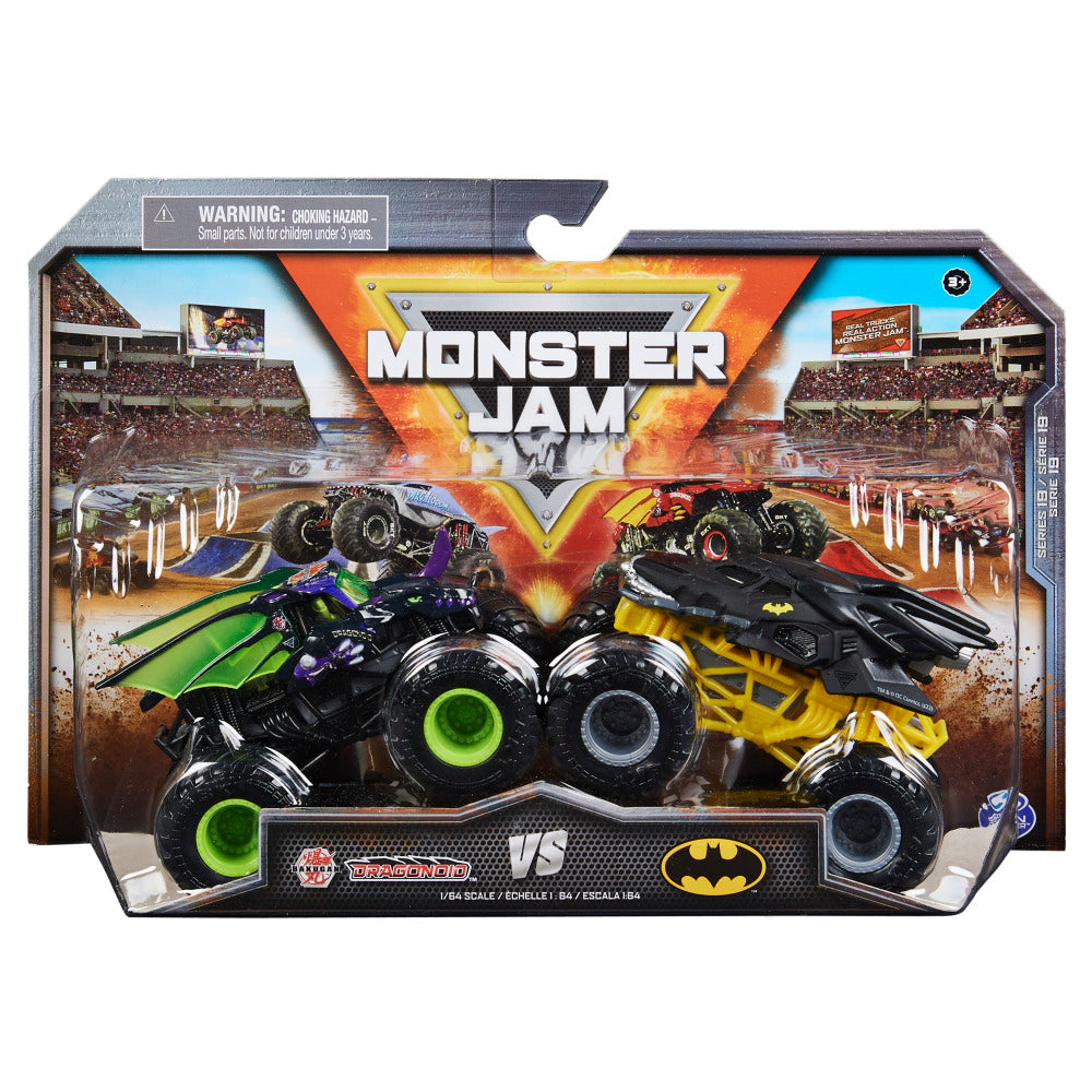 Monster Jam 1:64 Scale Die-Cast Monster Truck 2-Pack Assorted Designs, Collectible Toy Trucks for Kids