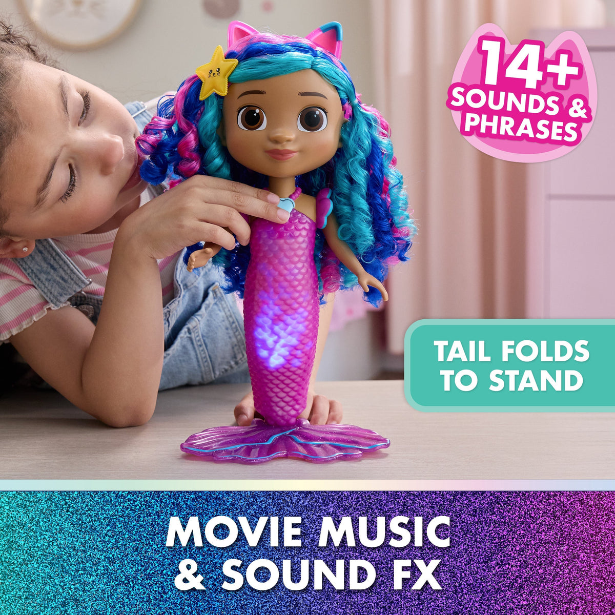 Gabby's Dollhouse Movie Sing & Shine Mermaid Doll W/Sounds