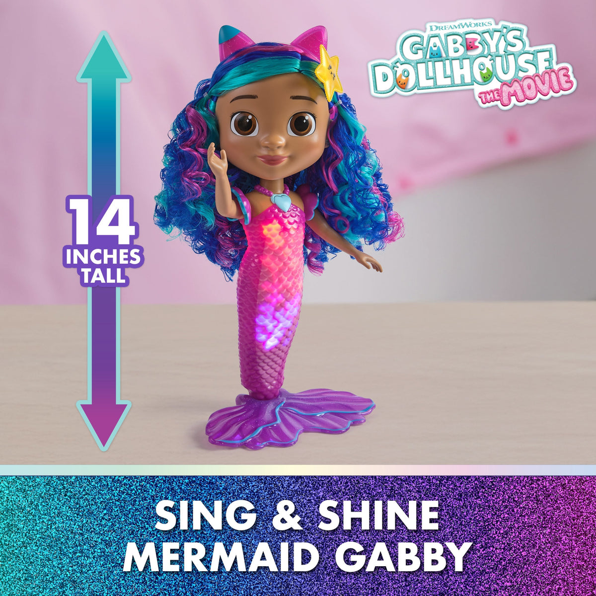 Gabby's Dollhouse Movie Sing & Shine Mermaid Doll W/Sounds