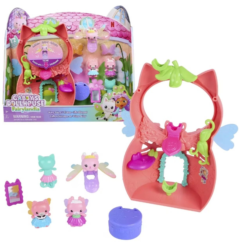Gabby's Dollhouse Flutter Kitty Fairy Playset with Exclusive Fairy Ring Set for Kids