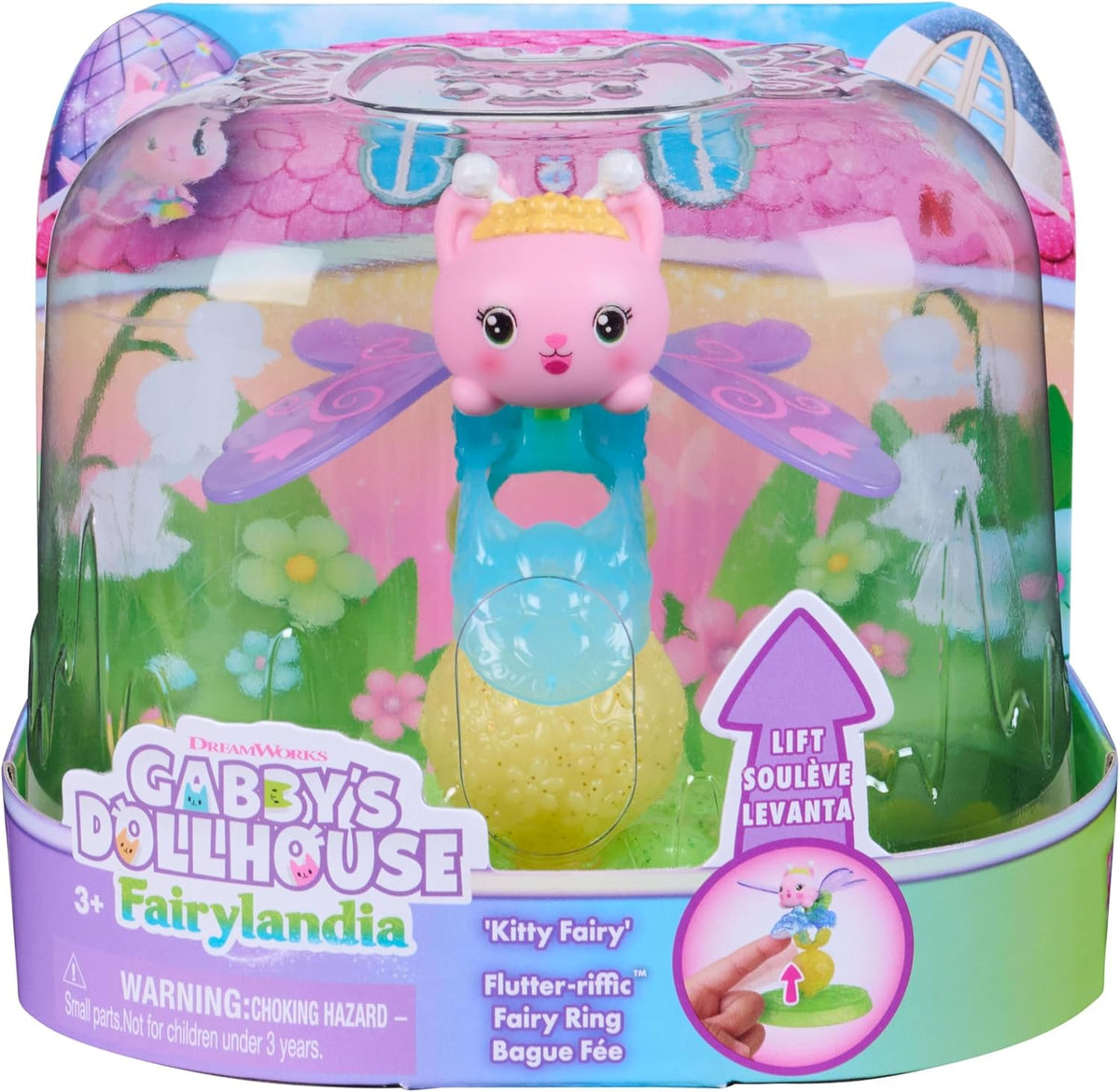 Gabby's Dollhouse Fairylandia Baby Box Fairy Ring Figure with Fluttering Wings and Display Stand Kids Toys