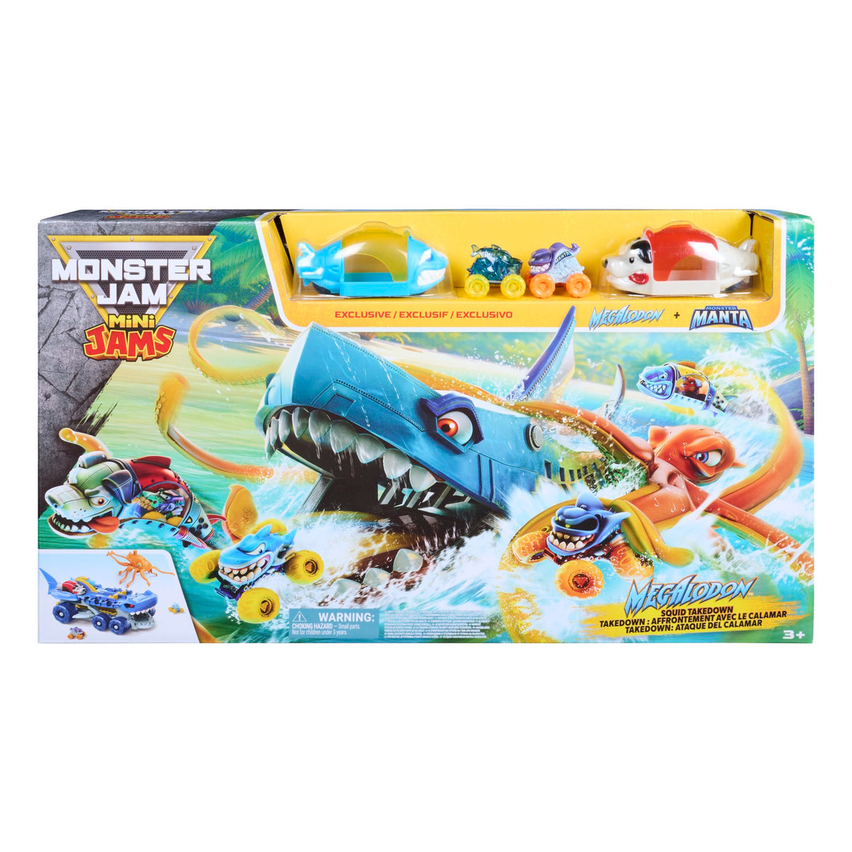 Monster Jam Mini Jams Megalodon vs Squid Takedown Playset