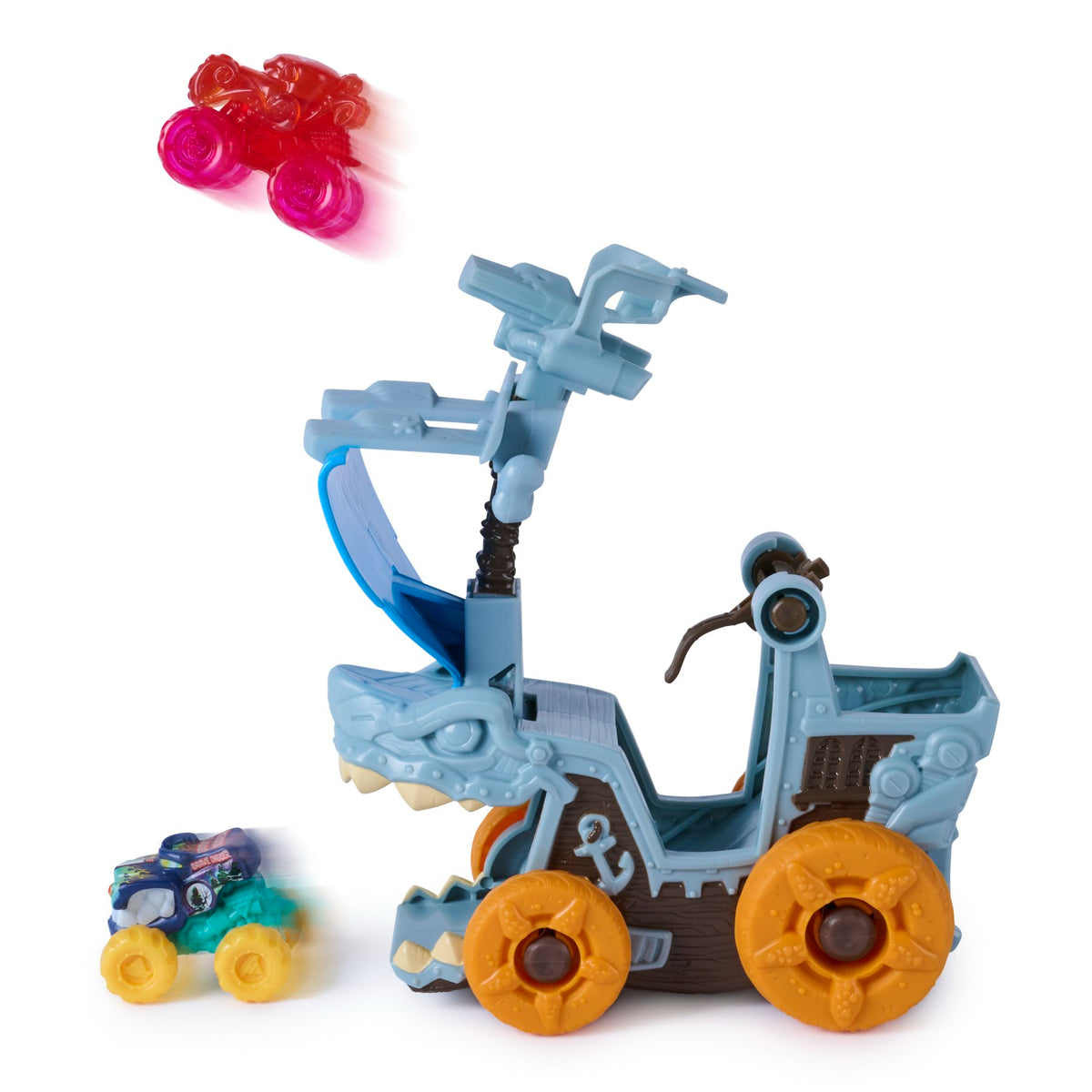 Monster Jam Mini Jams Megalodon Blaster Playset - Mini Monster Truck Launcher Toy
