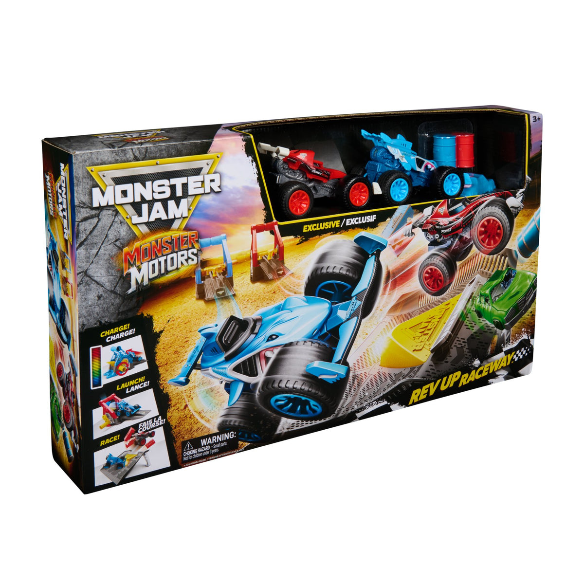 Monster Jam Monster Motors Rev-Up Raceway Playset - 1:64 Scale Monster Truck Racing Track Toy