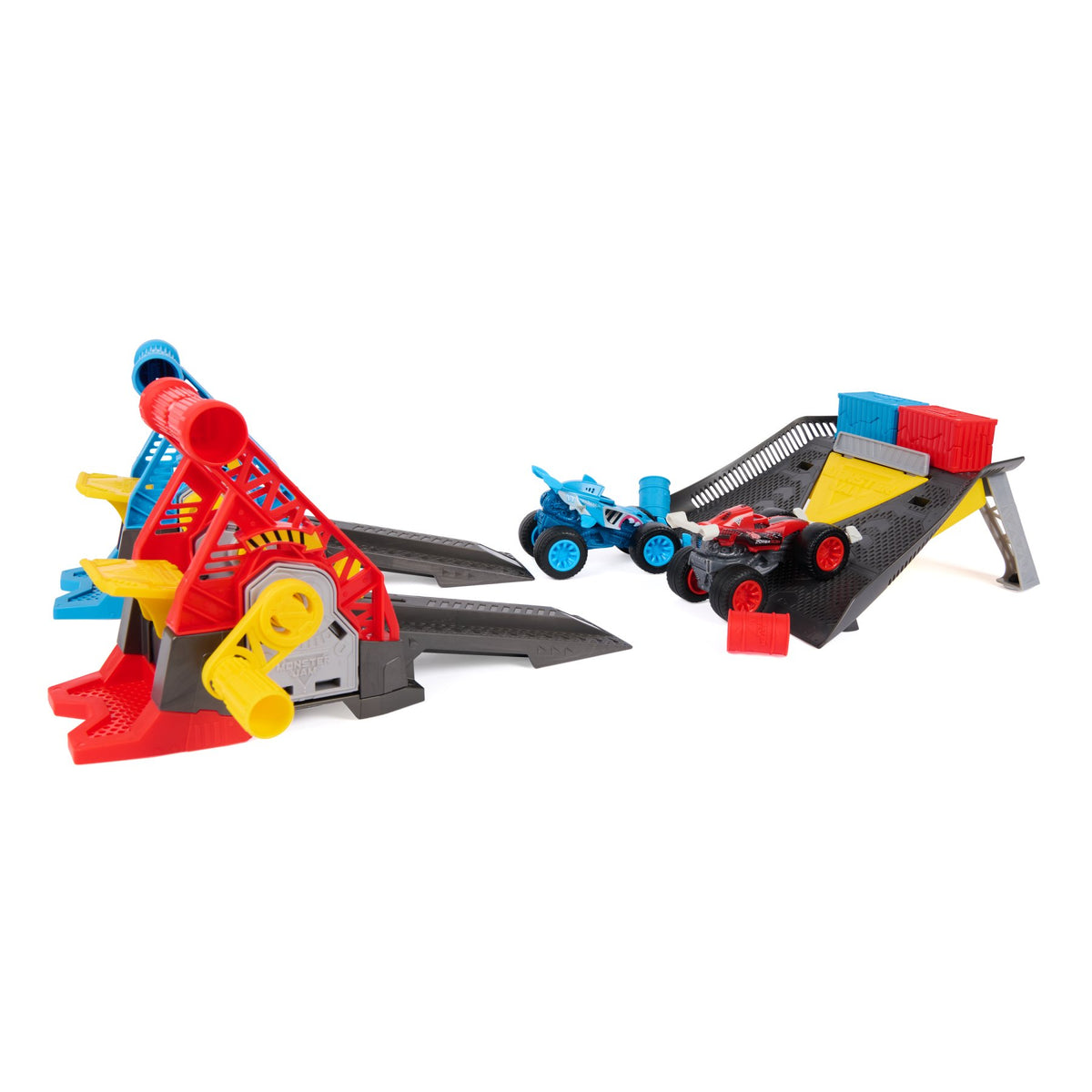 Monster Jam Monster Motors Rev-Up Raceway Playset - 1:64 Scale Monster Truck Racing Track Toy