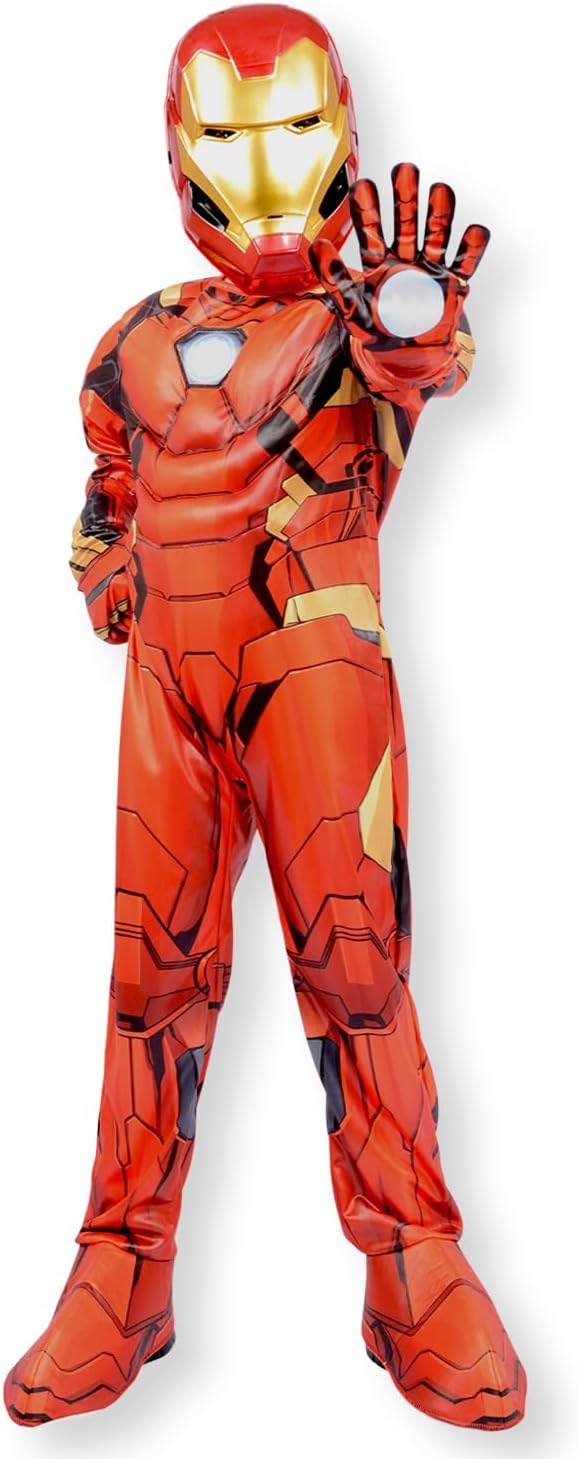 Marvel Avengers Iron Man Deluxe Costume for Kids Superhero Fancy Dress Outfit, 5-6 Years