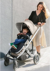 UPPAbaby Cruz V2 Stroller Declan Oat Mélange Silver Frame Chestnut Leather