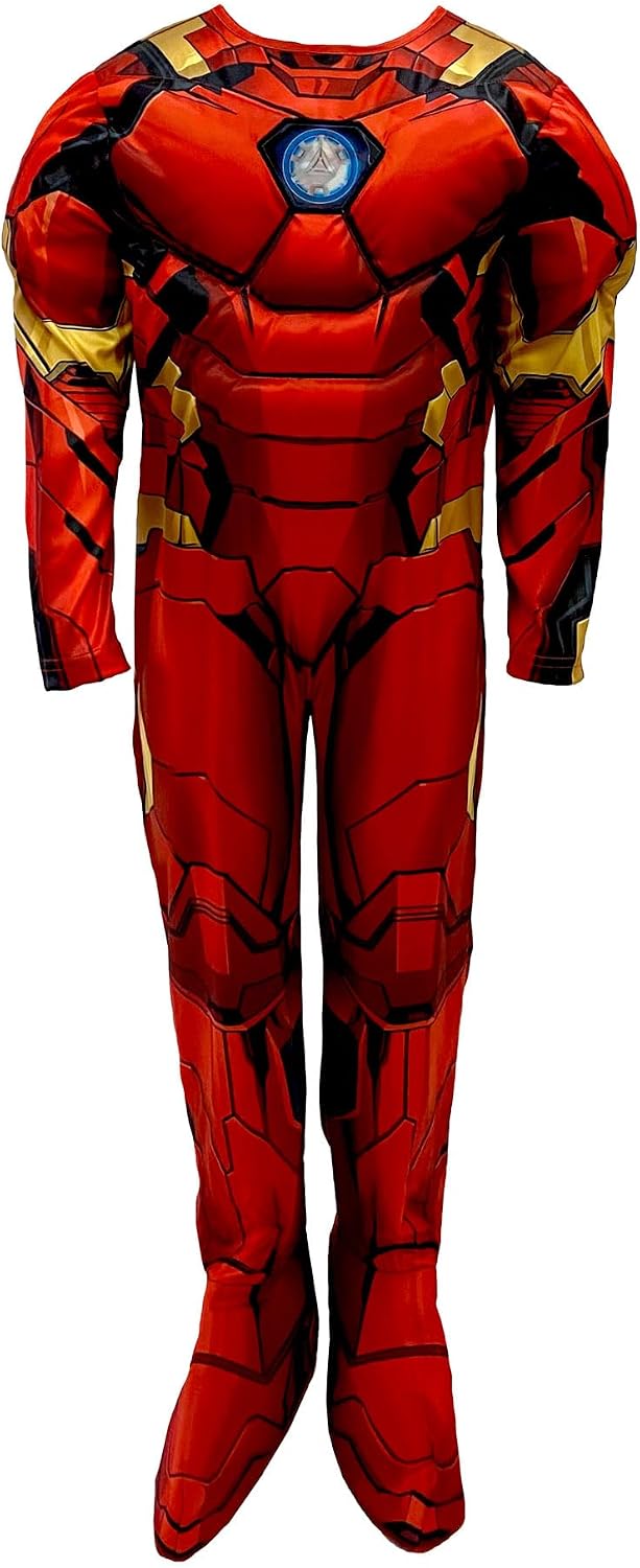 Marvel Avengers Iron Man Deluxe Costume for Kids Superhero Fancy Dress Outfit, 7-8 Years