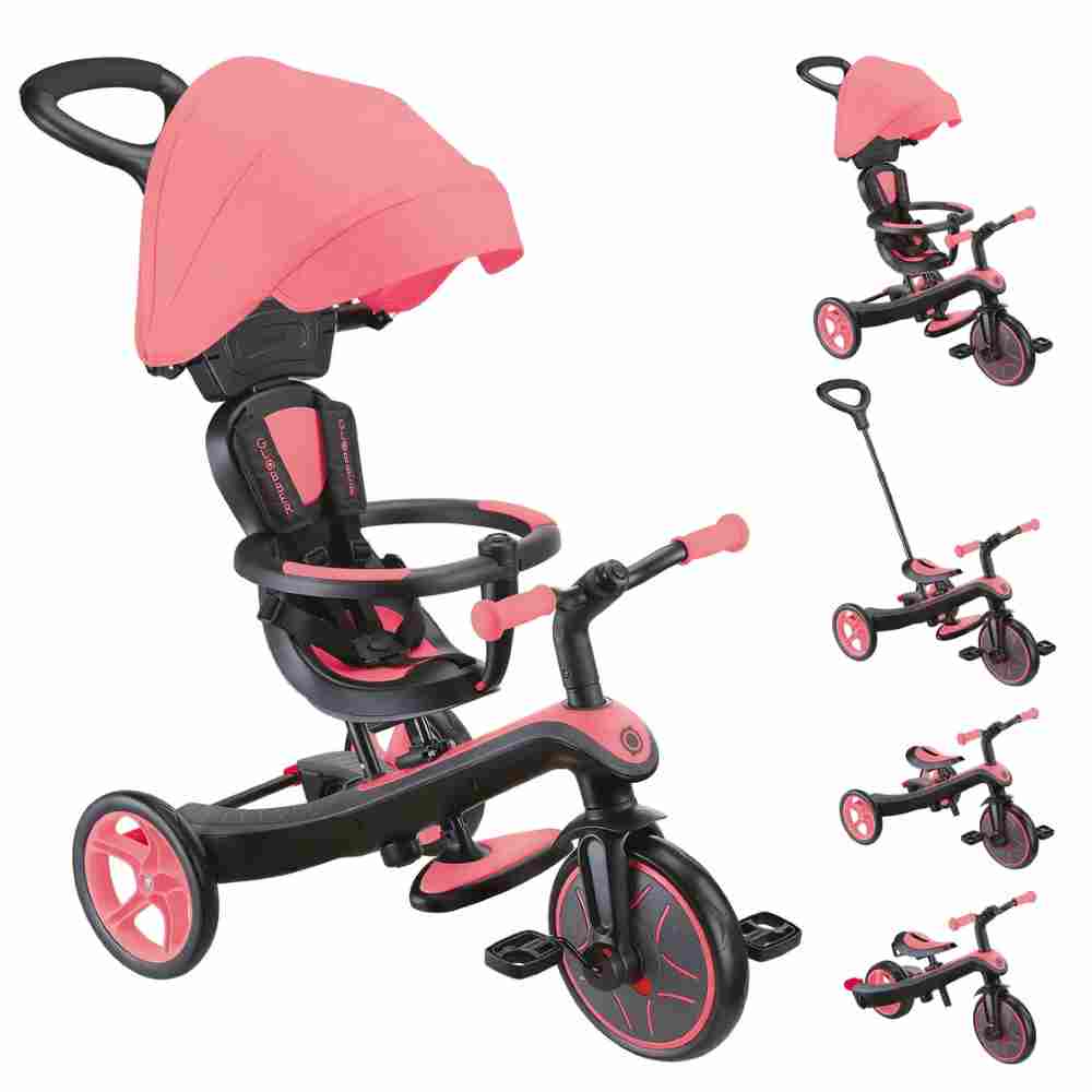 Globber Trike Explorer Tricycle 4 In 1 - Coral Pink