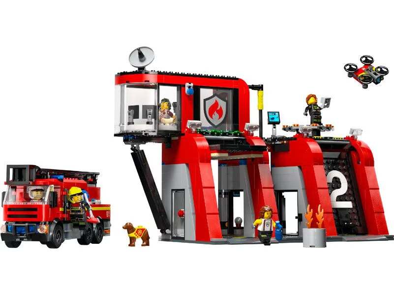 Lego Fire Station with Fire Truck