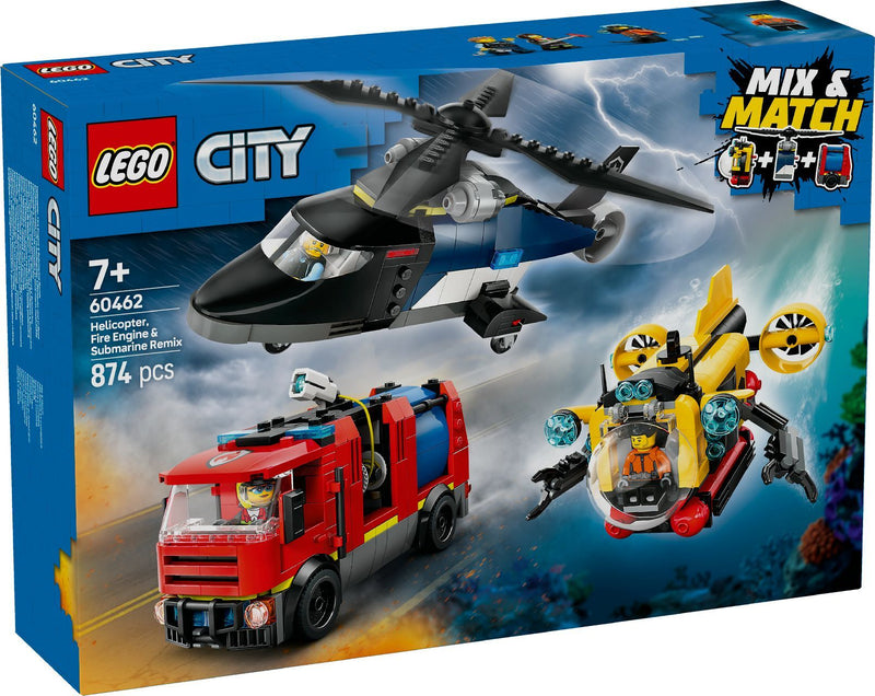 Lego Helicopter Firetruck & Submrine