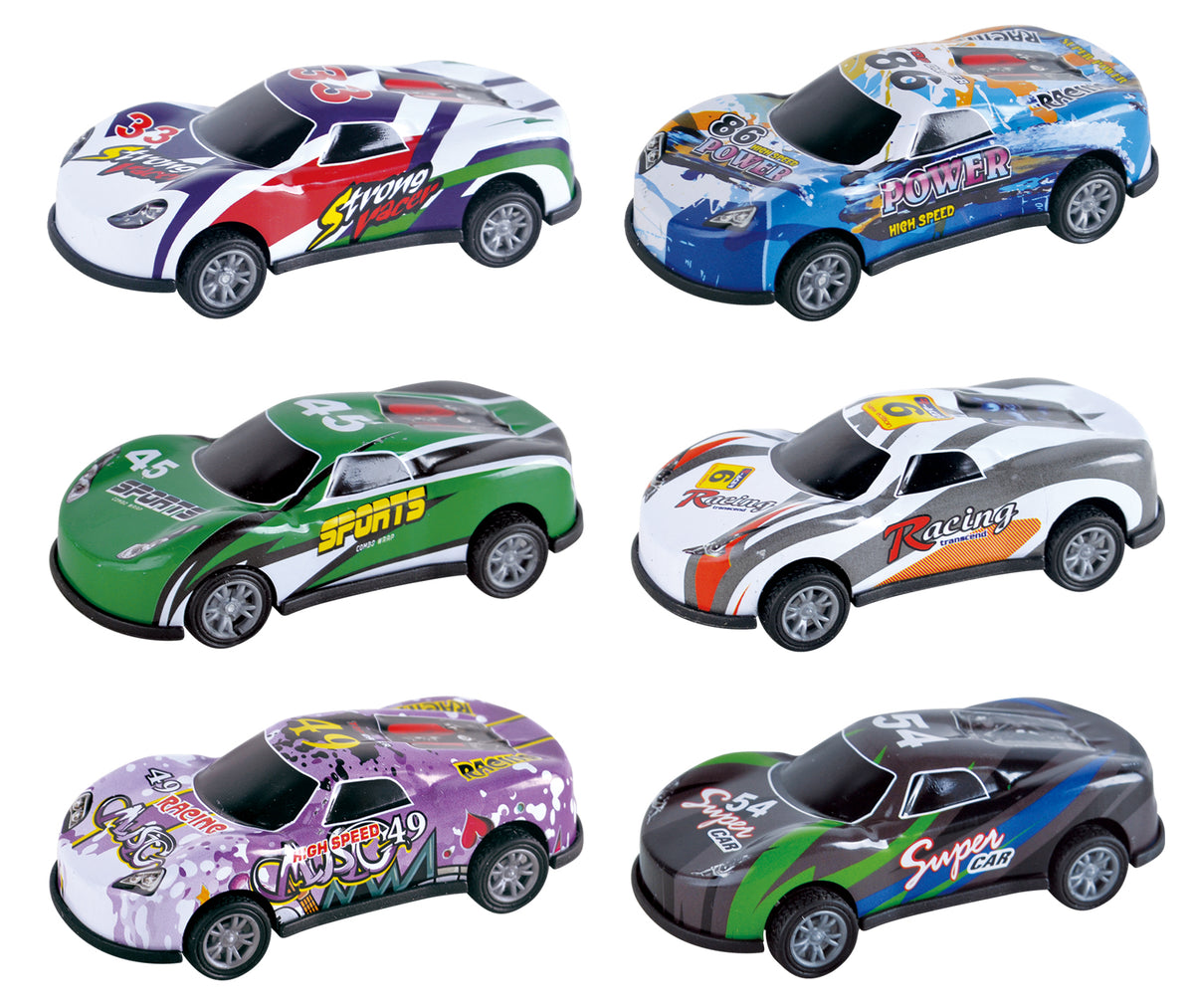 Power Joy Vroom Vroom 1:64 Graphic Pull-Back Toy Car for Kids