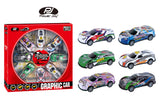 Power Joy Vroom Vroom 1:64 Graphic Pull-Back Toy Car for Kids
